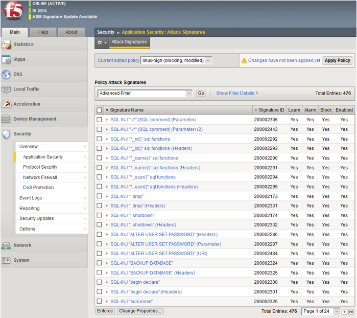 5 Security Policyのテスト Sql Injection F5 Waf Autoscale Aws Guide 1 0 ドキュメント